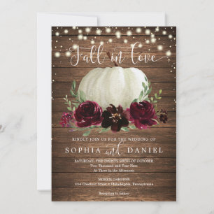 Rustic Wood Burgundy Pumpkin Wedding Einladung