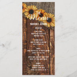 Rustic Wood Burlap Sonnenblumen Country Wedding Me Menükarte