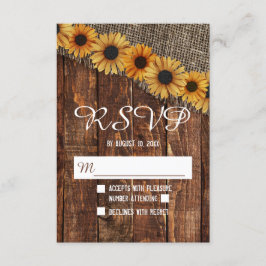 Rustic Wood Burlap Sonnenblumen Country Wedding UA RSVP Karte