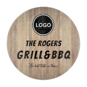 Rustic Wood Business Logo Grill & GRILLEN Schneidebrett