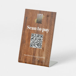 Rustic Wood Business Logo Scan zur Bezahlung von Q Sockelschild