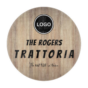 Rustic Wood Business Logo Trattoria Schneidebrett