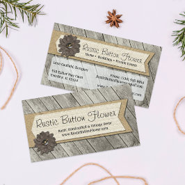 Rustic Wood Button Fabric Blume & Shabby Burlap Visitenkarte