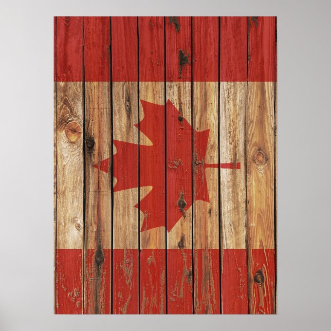 Rustic Wood Canada Flag Poster (Vorne)