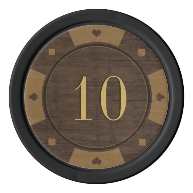 Rustic Wood Casino Style Poker Chips (Vorderseite)