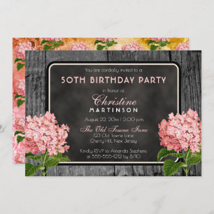 Rustic Wood Chalk Vintag Floral Geburtstagsparty Einladung