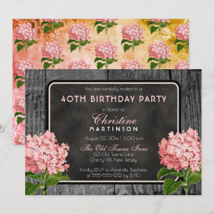 Rustic Wood Chalk Vintag Floral Geburtstagsparty Einladung