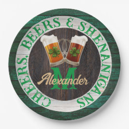 Rustic Wood Cheers Beers Shenanigans Pappteller