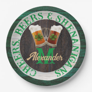 Rustic Wood Cheers Beers Shenanigans Pappteller