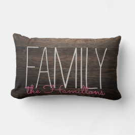 Rustic wood Chic Family Monogram in PINK Lendenkissen