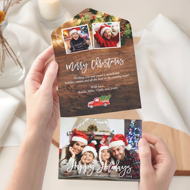Rustic Wood Christmas Foto Siegel und Send Card All In One Einladung (Von Creator hochgeladen)
