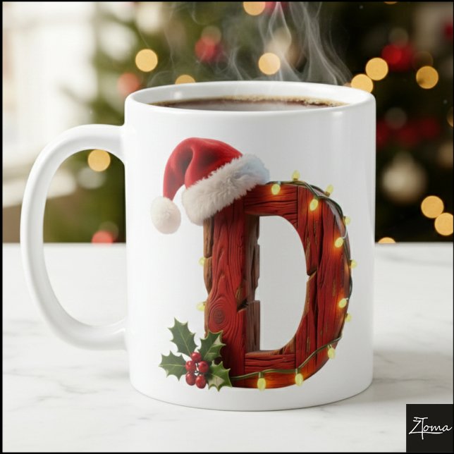 Rustic Wood Christmas Letter D String Lights Kaffeetasse (Von Creator hochgeladen)