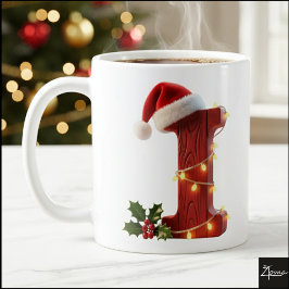Rustic Wood Christmas Letter I String Lights Kaffeetasse
