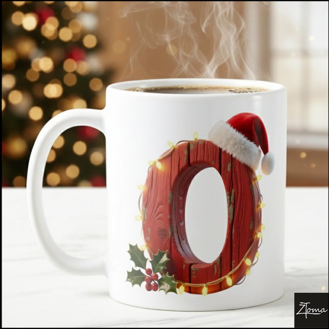 Rustic Wood Christmas Letter O String Lights Kaffeetasse (Von Creator hochgeladen)