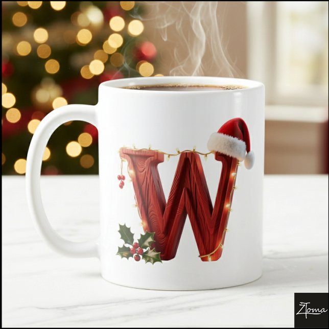 Rustic Wood Christmas Letter W String Lights Kaffeetasse (Von Creator hochgeladen)