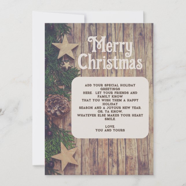 Rustic Wood Christmas Pine Feiertagskarte (Vorderseite)