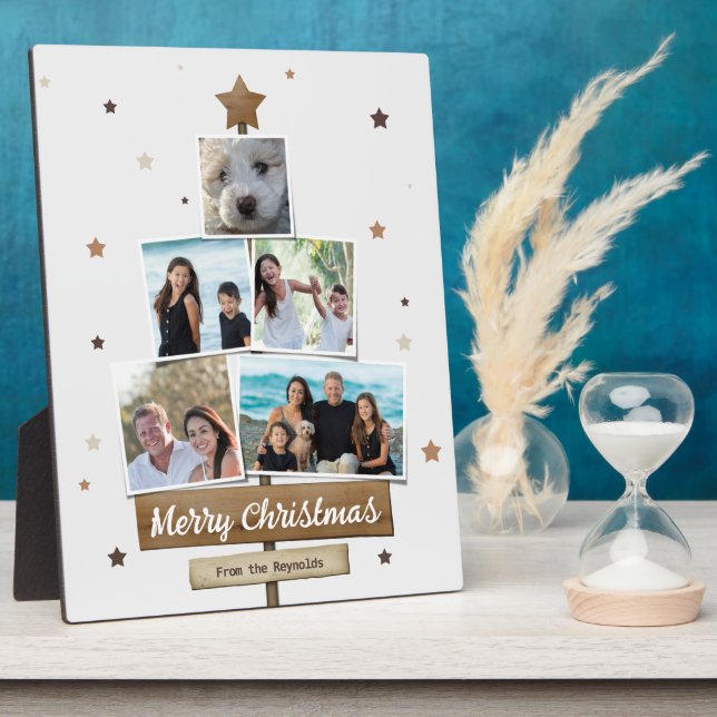 Rustic Wood Christmas Tree | 5 Fotos Collage Fotoplatte (Seite)