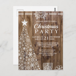 Rustic Wood Christmas Tree Holiday Party einladen Postkarte