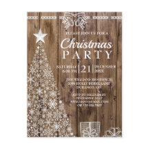Rustic Wood Christmas Tree Holiday Party einladen