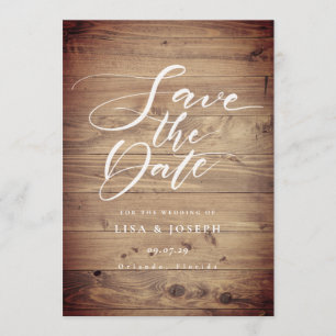 Rustic Wood Country Script Save the Date Einladung