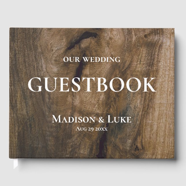 Rustic Wood Custom Wedding Gästebuch (Vorderseite)