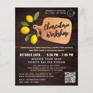 Rustic Wood Cutting Board Citrus Cooking Script Flyer