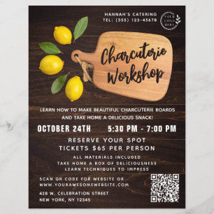 Rustic Wood Cutting Board Citrus Cooking Script Flyer