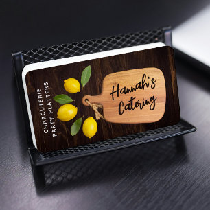 Rustic Wood Cutting Board Citrus Cooking Script Visitenkarte