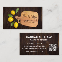 Rustic Wood Cutting Board Citrus Cooking Script Visitenkarte
