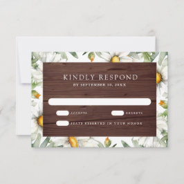 Rustic Wood Daisies Floral Wedding RSVP Karte