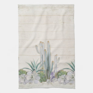 Rustic Wood Desert Cactus Succulent West Kitchen Handtuch