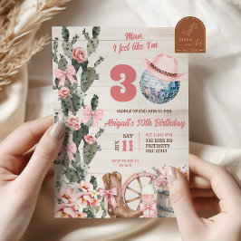 Rustic Wood disco cowgirl adult birthday Einladung