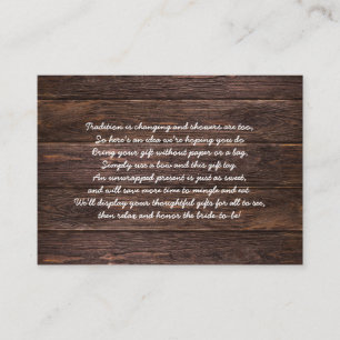 Rustic Wood Display Brautparty Insert Card Tag