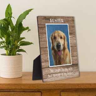 Rustic Wood Dog Pet Memorial Foto von Keepsake Fotoplatte