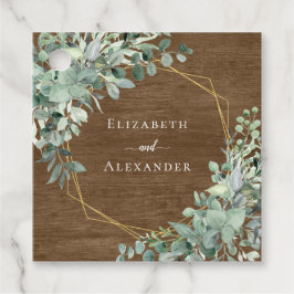 Rustic Wood Eukalyptus Greenery Geometric Wedding Geschenkanhänger