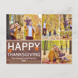 Rustic Wood Fall Erntedank Familie Foto Collage Feiertagspostkarte