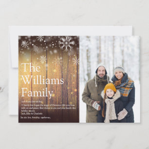 Rustic Wood Family Definition Weihnachts-Foto Feiertagskarte