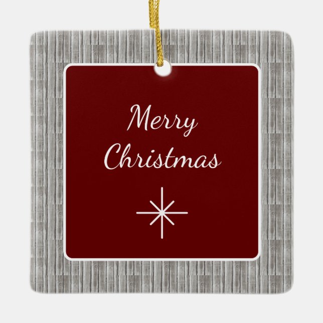 Rustic Wood Family Einfache Weihnachten Keramikornament (Vorderseite)