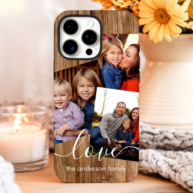 Rustic Wood Family Foto Collage Case-Mate iPhone Hülle (Von Creator hochgeladen)