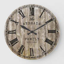 Rustic Wood Family Name Roman Numeral Farmhouse