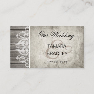 Rustic Wood Filigree Wedding Website Grau Begleitkarte