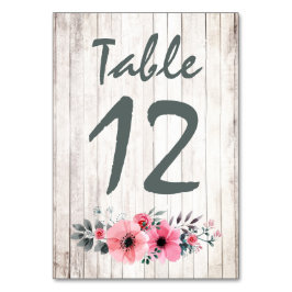 Rustic Wood Floral Rose Wedding Tischnummer Card