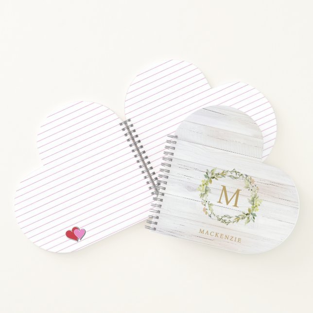 Rustic Wood Floral Watercolor Monogram Notizbuch (Innenseite)