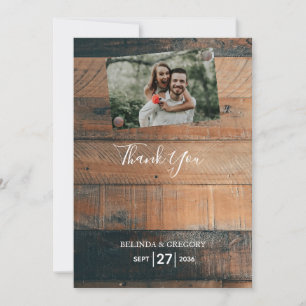 Rustic Wood Foto Hochzeit Danke Karte