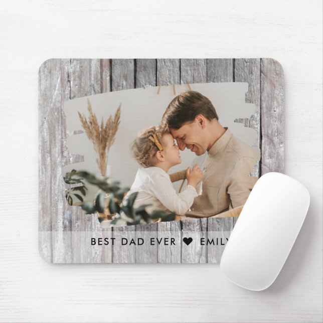 Rustic Wood Foto von Template Best Dad Ever Mousepad (Mit Mouse)