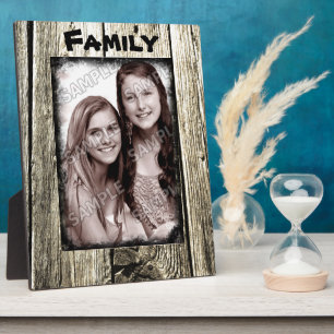 Rustic Wood Frame Your Family Photo and Text Fotoplatte