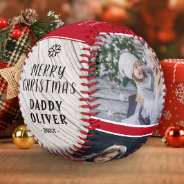 Rustic Wood Frohe Weihnachten Daddy 3 Foto Collage Baseball
