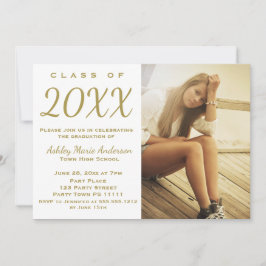 Rustic Wood Gold Graduation Party Foto Einladung