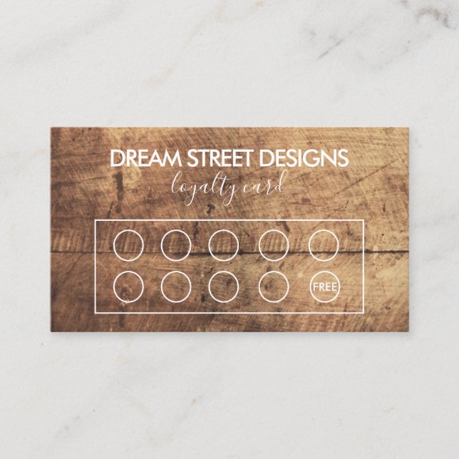 Rustic Wood Grade Custom Loyalty Card Visitenkarte (Vorderseite)
