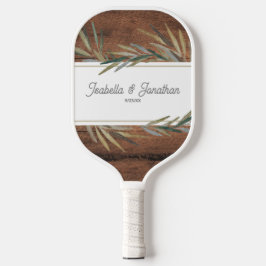 Rustic Wood Grain Wedelname Date Custom Pickleball Schläger